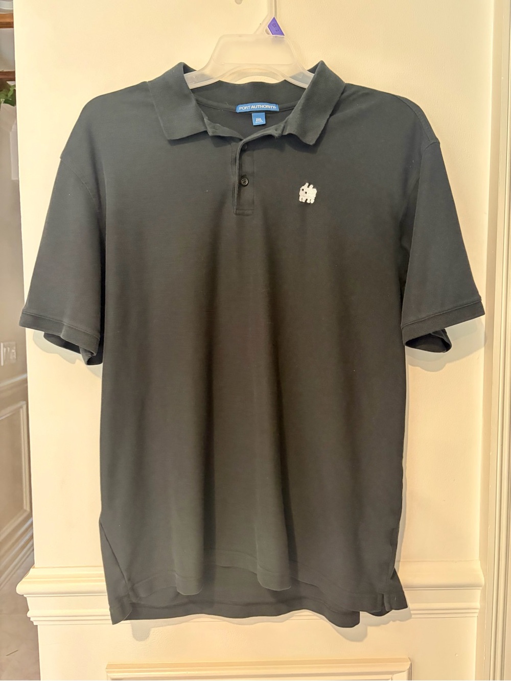 Port Authority Men’s Black Pique Polo Shirt Embroidered Logo Size 2XL